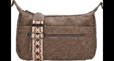 Beagles Malaga Crossbody Schoudertas met Trendy Schouderband - Dames Tas - Donkertaupe