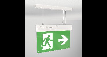 HOFTRONIC – Tumu noodverlichting – 1,3 watt – 6000K daglicht wit – Incl. ophangset en vluchtwegaanduiding – IP20 – Met testknop – Polycarbonaat – 230V – Noodverlichting led stroomuitval