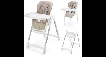 TULO 3-in-1 Meegroei Kinderstoel - Voor 6 Maanden tot 25 kg - Verstelbare Hoogte, Rugleuning en Voetsteun - Afneembare Tafel en 5-Puntsgordel - Beige