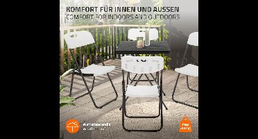 Set van 4 balkonstoelen opvouwbaar kunststof wit bistrostoel tuinstoel