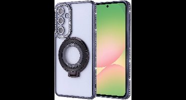 Hoesje Geschikt voor Samsung Galaxy A56 Magsafe hoesje Zwart - Lens beschermer ring Luxury Bling Sparkly Diamond backcover