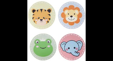 Dierenplacemats ronde set van 12 - placemats 38cm multicolor.