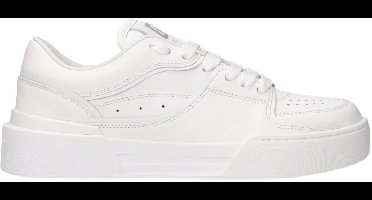 Leather Sneakers with Front and Back Logo Wo - White