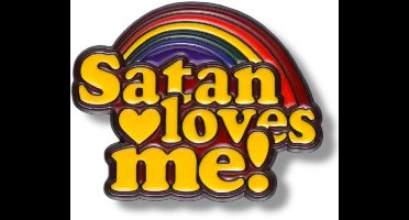 Regenboog Pin met Tekst “Satan Loves Me” – Pride Pin – Hart Pin voor Jas, Tas of Pet