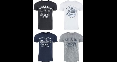 Mustang Heren T-Shirt 4-pack Mustang heren T-shirt regular fit Veelkleurig XL Ronde Hals Volwassenen
