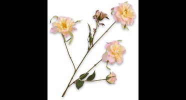 Silk-ka Kunstbloem-Zijden Bloem Roos Tak Roze-Geel 88 cm