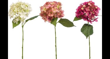 Emerald - Kunstbloem Hortensia 50cm Roze - Set van 3 - Kunstplant voor binnen