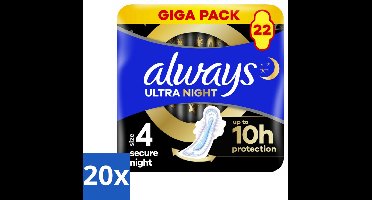 Always – Maandverband – Ultra Secure Night – 22 stuks per verpakking - Bulkverpakking - 20 stuks