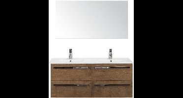 Seville Badmeubelset 120 cm - 4 Laden Tabacco - Keramische Wastafel Wit Enjoy met Spiegel