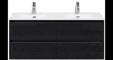 Dante Badmeubelset 120 cm - 4 Laden Black Oak - Keramische Wastafel Wit Cover
