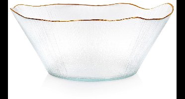 VILDE - Glazen Saladekom - 27 cm - 2,8 l - Gouden Rand