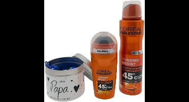 L’Oréal Men Expert Heren Cadeauset – Deo Spray & Deo Roller + Snoepblikje “Liefste Papa” – Cadeau voor Mannen