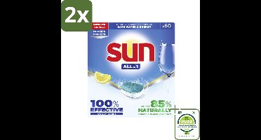 Sun - Vaatwastabletten - All-in-1 Citroen - 60 tabletten - Voordeelverpakking - 2 stuks - Vaatwastabletten - Citroen