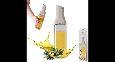 KINGHOFF KH-2004 Oliefles 500 ml – Precisie Schenker – Gehard Glas & RVS – Druppelvrij Olie- en Azijnfles – Beige