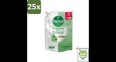 25 x Dettol - Handzeep Navulling - Hydrate - Aloë Vera & Bamboe - 500 ml - Grootverpakking - Handzeep Navulling - Antibacteriële Handzeep - Aloë Vera Handzeep - Bamboe Handzeep - Duurzame Handzeep