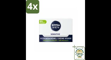 NIVEA MEN - Sensitive - Dagcrème Gezicht - 50 ml - Voordeelverpakking - 4 stuks - Gezichtsverzorging - Huidirritatie