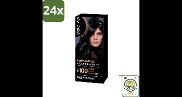 SYOSS - Coloration 1-1 Zwart - Haarverf - Grijsdekking - Vermindert Haarbreuk - Voordeelverpakking - 24 stuks - Grijsdekking - Keratine