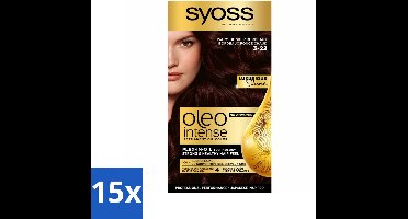 SYOSS - Oleo Intense 3-22 - Haarverf - Permanente Haarkleuring - Warm Donker Bordeaux - Langdurige Kleur - Bulkverpakking - 15 stuks