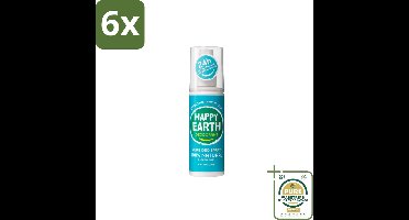 Happy Earth – Deodorant Spray – 100% Natuurlijk Cedar Lime – 100 ml - Voordeelverpakking - 6 stuks - Cederhout en limoen - Natuurlijke deodorant