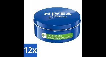 12 x NIVEA - Crèmeblik - Klassieke Crème - Natuurlijke oliën - 400 ml - NIVEA Crème - Intensieve Hydraterende Crème - Droge Huid - Gezichtscrème - Bodycrème