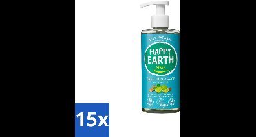 15 x Happy Earth – Handzeep – 100% Natuurlijk Cedar Lime – 300 ml - Natuurlijke Handzeep - Vegan Handzeep - Antibacteriële Handzeep - Ceder Lime Handzeep - Handzeep Met Essentiële Oliën