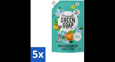 Marcel’s Green Soap – Wasverzachter – Peach & Jasmine Navulling – 750 ml - Bulkverpakking - 5 stuks