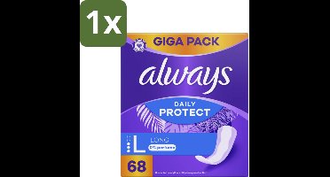 1 x Always - Inlegkruisjes - Long - 0% Parfum - Voordeelverpakking - 68 Inlegkruisjes - Inlegkruisje - 0% Parfum - Langdurige Bescherming - Extra Lang - Extra Breed