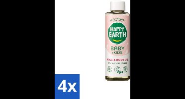 4 x Happy Earth – Face & Body Oil – 100% Natuurlijk Baby & Kids – 150 ml - Babyolie - Gezichtsolie - Lichaamsoil - Natuurlijke Huidverzorging - Babymassageolie