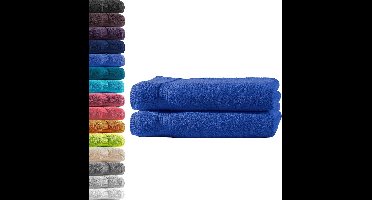 Set van 2 Badhanddoeken Koningsblauw 100% Katoen 500 g/m² Oeko-Tex
