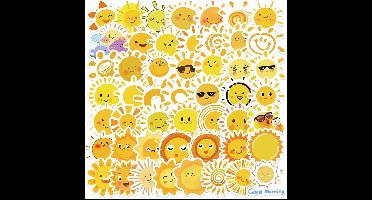 50 stuks schattige zonnestickers voor kinderen en tieners - waterdichte vinylstickers voor waterflessen, laptops en meer
