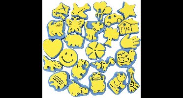 Foam stempels, H: 6-8 cm, B: 6-8 cm, 24 stuk/ 1 doos