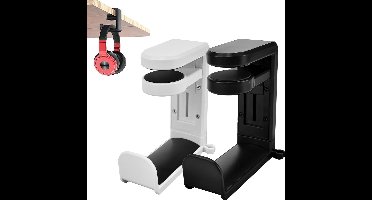 Stunq® 360° Draaibare Hoofdtelefoonhouder Set van 2 - Tafel en Bureau Houder in Wit/Zwart