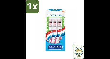 1 x Aquafresh Tandenborstel Clean & Flex Medium 3 stuks per verpakking- Tandenborstel - Tandenborstel Medium - Tandenborstel Voor Tandvlees - Tandenborstel Met Afgeronde Borstelharen - Tandenborstel Flex Zone