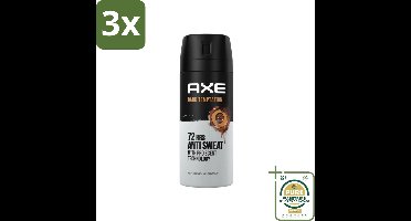 3 x Axe - Deodorant Spray - 72hrs Anti Sweat - Dark Temptation - 150 ml - Grootverpakking - Anti-sweat Spray - 72 Uur Bescherming - Deodorant Spray - Zweetvoorkomend - Geur Chocolade