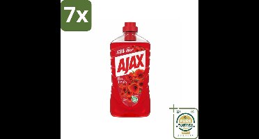 7 x Ajax Allesreiniger Fete de Fleur Rode bloemen 1 liter - Grootverpakking - Allesreiniger - Reinigingsmiddel - Frisheid - Bloemengeur - Natuurlijke Ingrediënten