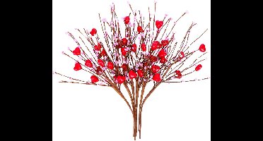 Gigicial Hartvormige Bessentakjes - Valentijnsdag Decoratie - Buigbare Ijzerdraad Stengels & Schuim Bessen voor Romantische Sfeer - 40 Cm -6- Voor Bruiloften En Verjaardagen Rood