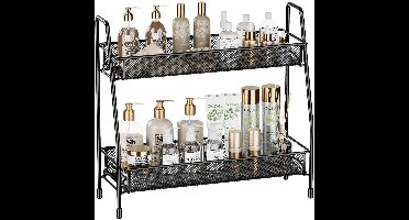 Boraboi® Tweedelig opbergrek voor badkamer en keuken met ruimtebesparend ontwerp,Zwart,17*36,33 cm