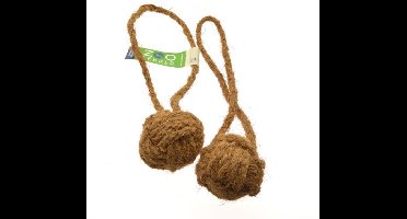 Zoolekker Cocos bal met touw M - natuurlijk hondenspeelgoed met tandverzorgende werking