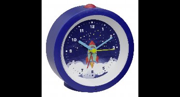 TFA Dostmann 60.1033.06 - Kinderwekker - Wekker - Kinderen - "RAKETE" - Ruimte - Raket - Analoog - Rustig Loopwerk - Sluipende secondwijzer - Snooze - Zachte permanente nachtverlichting - Schermverlichting - Kunststof - Dondkerblauw - Multikleur