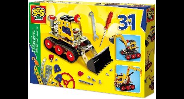 SES Creative - Metalen Constructieset - Bouwvoertuigen - Leerzaam Speelgoed - 3 in 1 - Stimuleert Creativiteit - Technisch Inzicht - Stoere Bouwers - Made in Holland - Vanaf 7 Jaar