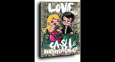 Love is cash and champagne - Meerdere kleuren - Canvas 30 x 40 cm Ei