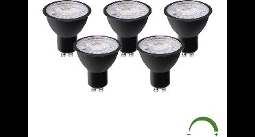 Voordeelpak | 5 stuks | LED Spot 3W | Zwart | GU10 | Dimbaar | 4000K - Naturel wit (840)