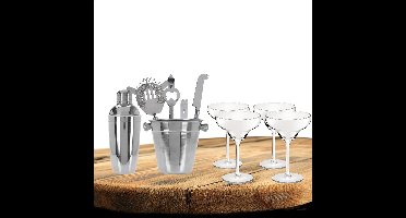 Excellent Houseware cocktails maken set 6-delig met 4x Margarita glazen 300 ML
