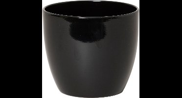 Floran Bloempot - 1x - zwart - glanzend - keramiek - 22 x 19 cm - plantenpotten binnen