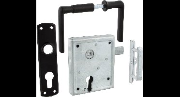 Poortslot - Met beslag - Gietijzer - Zwart ( 1 stuk)