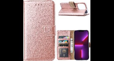 Hoesje Geschikt voor iPhone 14 Plus portemonnee Bookcase – Rosegoud