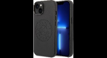 iPhone 14 Plus Backcase hoesje - Karl Lagerfeld - Effen Zwart - Leer