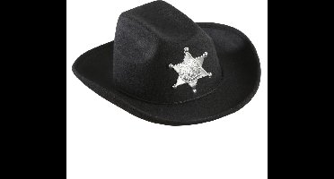 cowboyhoed zwart met sheriff ster kind