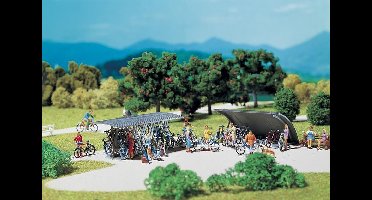 Faller - 2 Fietsenrekken met fietsen - modelbouwsets, hobbybouwspeelgoed voor kinderen, modelverf en accessoires