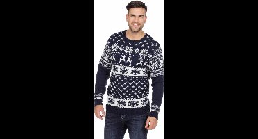 Kersttrui blauw met rendieren Classic - Maat S